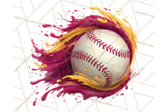 Baseball Clipart PNG with Team Color Paint Splash Background Product Image 5