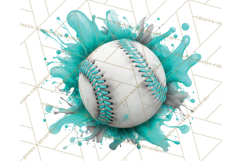 Baseball Clipart PNG with Team Color Paint Splash Background Product Image 3