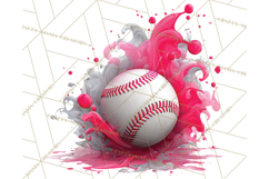 Baseball Clipart PNG with Team Color Paint Splash Background Product Image 4