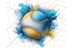 Baseball Clipart PNG with Team Color Paint Splash Background Product Image 3
