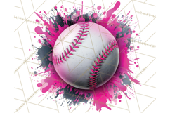 Baseball Clipart PNG with Team Color Paint Splash Background Product Image 4