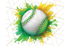 Baseball Clipart PNG with Team Color Paint Splash Background Product Image 2