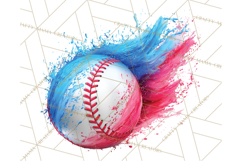 Baseball Clipart PNG with Team Color Paint Splash Background Product Image 4