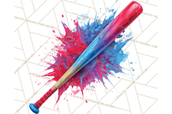 Baseball Clipart PNG with Team Color Paint Splash Background Product Image 2