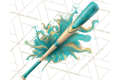 Baseball Clipart PNG with Team Color Paint Splash Background Product Image 2