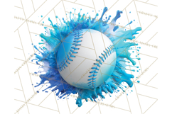 Baseball Clipart PNG with Team Color Paint Splash Background Product Image 3