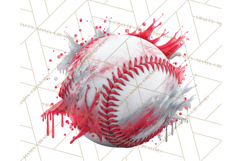 Baseball Clipart PNG with Team Color Paint Splash Background Product Image 4