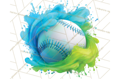 Baseball Clipart PNG with Team Color Paint Splash Background Product Image 5