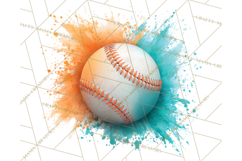Baseball Clipart PNG with Team Color Paint Splash Background Product Image 3