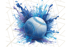 Baseball Clipart PNG with Team Color Paint Splash Background Product Image 4
