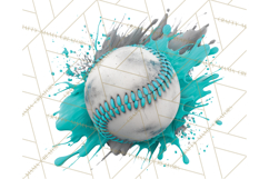 Baseball Clipart PNG with Team Color Paint Splash Background Product Image 5