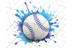 Baseball Clipart PNG with Team Color Paint Splash Background Product Image 2