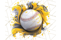 Baseball Clipart PNG with Team Color Paint Splash Background Product Image 3