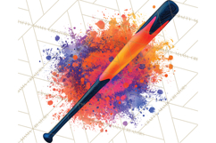 Baseball Clipart PNG with Team Color Paint Splash Background Product Image 4
