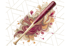 Baseball Clipart PNG with Team Color Paint Splash Background Product Image 2
