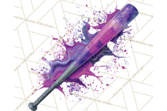 Baseball Clipart PNG with Team Color Paint Splash Background Product Image 3