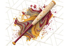 Baseball Clipart PNG with Team Color Paint Splash Background Product Image 4
