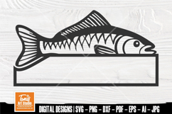 Striped Fish Monogram SVG Custom Fishing Cut File Design Product Image 1