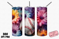Ombre Flower Baseball 20oz Skinny Tumbler Wrap Product Image 1