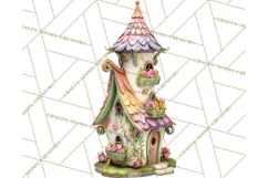 Cottagecore Birdhouse Clipart PNG, Whimsical Fairy Houses Product Image 5