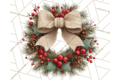Cozy Farmhouse Christmas Clipart PNG, Wreaths & Candles Product Image 3