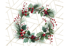 Cozy Farmhouse Christmas Clipart PNG, Wreaths & Candles Product Image 4