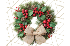 Cozy Farmhouse Christmas Clipart PNG, Wreaths & Candles Product Image 5