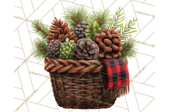 Cozy Farmhouse Christmas Clipart PNG, Wreaths & Candles Product Image 5