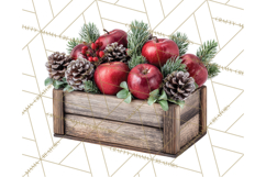 Cozy Farmhouse Christmas Clipart PNG, Wreaths & Candles Product Image 3