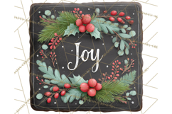 Cozy Farmhouse Christmas Clipart PNG, Wreaths & Candles Product Image 4