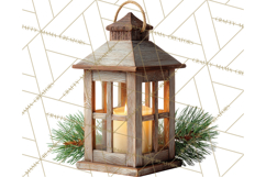 Cozy Farmhouse Christmas Clipart PNG, Wreaths & Candles Product Image 5