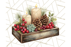 Cozy Farmhouse Christmas Clipart PNG, Wreaths & Candles Product Image 2