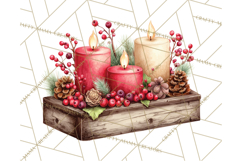 Cozy Farmhouse Christmas Clipart PNG, Wreaths & Candles Product Image 3
