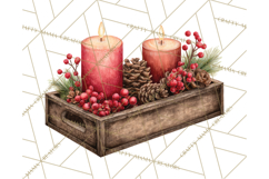 Cozy Farmhouse Christmas Clipart PNG, Wreaths & Candles Product Image 4