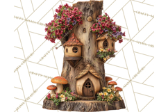 Cottagecore Birdhouse Clipart PNG, Whimsical Fairy Houses Product Image 3