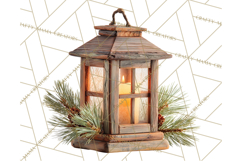 Cozy Farmhouse Christmas Clipart PNG, Wreaths & Candles Product Image 2