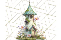 Cottagecore Birdhouse Clipart PNG, Whimsical Fairy Houses Product Image 2