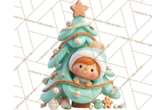 Christmas Tree Clipart PNG Cute Characters for Holiday Craft Product Image 2