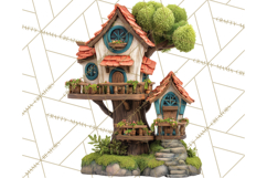 Cottagecore Birdhouse Clipart PNG, Whimsical Fairy Houses Product Image 2
