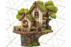 Cottagecore Birdhouse Clipart PNG, Whimsical Fairy Houses Product Image 3