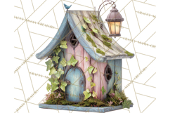 Cottagecore Birdhouse Clipart PNG, Whimsical Fairy Houses Product Image 2