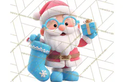 Christmas Stockings & Sleighs Clipart PNG Cute Holiday Product Image 3