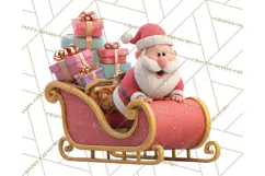 Christmas Stockings & Sleighs Clipart PNG Cute Holiday Product Image 4