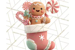 Christmas Stockings & Sleighs Clipart PNG Cute Holiday Product Image 3
