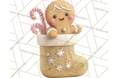 Christmas Stockings & Sleighs Clipart PNG Cute Holiday Product Image 4
