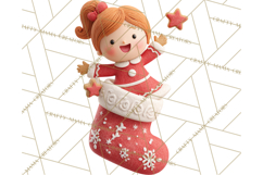 Christmas Stockings & Sleighs Clipart PNG Cute Holiday Product Image 4
