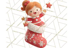 Christmas Stockings & Sleighs Clipart PNG Cute Holiday Product Image 4
