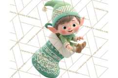 Christmas Stockings & Sleighs Clipart PNG Cute Holiday Product Image 2