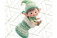 Christmas Stockings & Sleighs Clipart PNG Cute Holiday Product Image 2