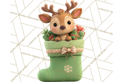 Christmas Stockings & Sleighs Clipart PNG Cute Holiday Product Image 4